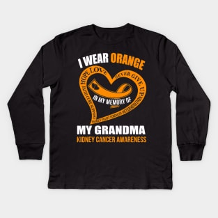In My Memory Of My Grandma Kidney Cancer Awareness Kids Long Sleeve T-Shirt
